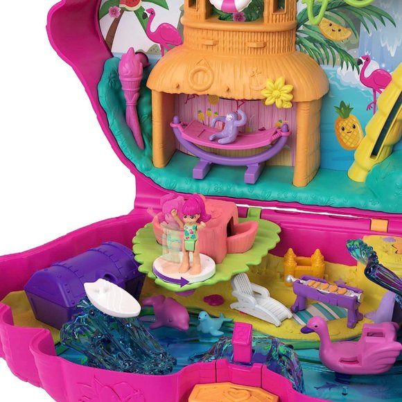 Polly Pocket Flamingo Party Playset w/2 Dolls & 26 Surprise Accessories, Compact - Picture 6 of 6
